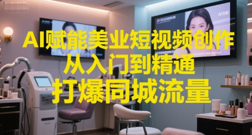 AI赋能美业短视频创作，从入门到精通，打爆同城流量，超级AI工具短视频实操落地