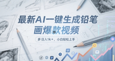 最新AI一键生成铅笔画爆款视频，多平台分发，日 入1k+，小白轻松上手