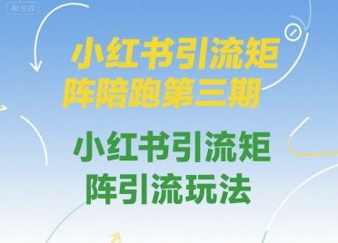钟小玲小红书引流矩阵陪跑第三期，小红书引流矩阵引流玩法