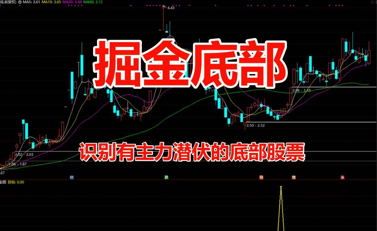 通达信掘金底部副图/选股 识别有主力潜伏的底部股票作用于尾盘选股
