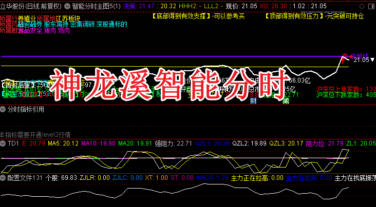 通达信〖神龙溪智能分时〗主图指标 叠加6日K线日内T+0参考