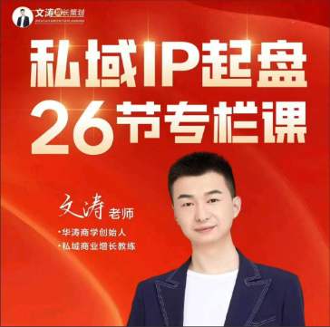 文涛私域IP商业全攻略，私域ip建立、起盘、高转化，打造年入千万的私域ip模型