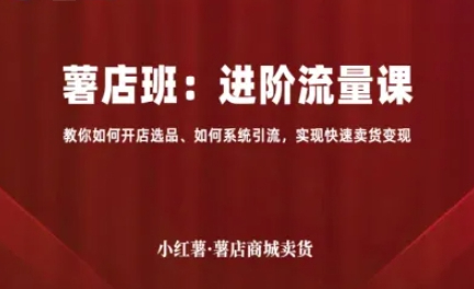 小红薯薯店商城卖货，进阶流量课，教你如何开店选品、如何系统引流，实现快速卖货变现