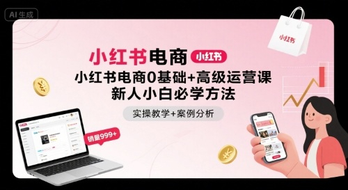 小红书电商0基础+高级运营课，新人小白必学方法，实操教学+案例分析