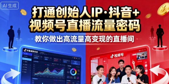 陈晶25年直播9-10两期线下课，打通创始人IP，抖音+视频号直播流量密码，教你做出高流量高变现的直播间