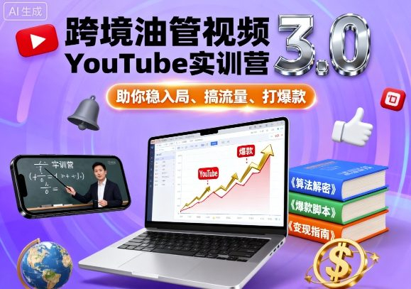 阿蔺Leo·跨境油管视频YouTube实训营3.0，助你稳入局、搞流量、打爆款