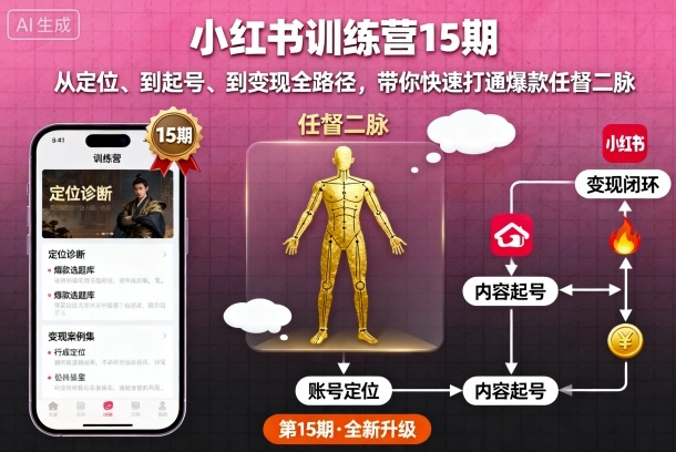 花生的书桌-小红书训练营15期，从定位、到起号、到变现全路径，带你快速打通爆款任督二脉
