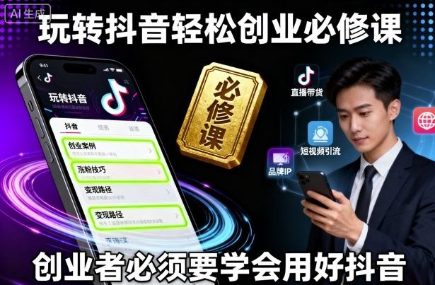 玩转抖音轻松创业必修课，创业者必须要学会用好抖音