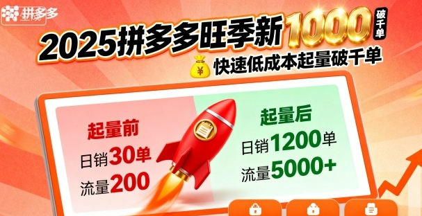 2025拼多多旺季新老店铺——快速低成本起量破千单