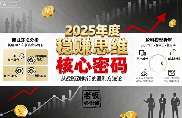 2025年度稳賺思维老板创业营，拆解2025年新商业环境下，企业实现持续盈利的核心密码
