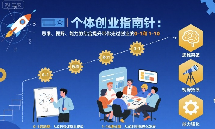个体创业指南针，思维、视野、能力的综合提升带你走过创业的0-1和1-10【音频】