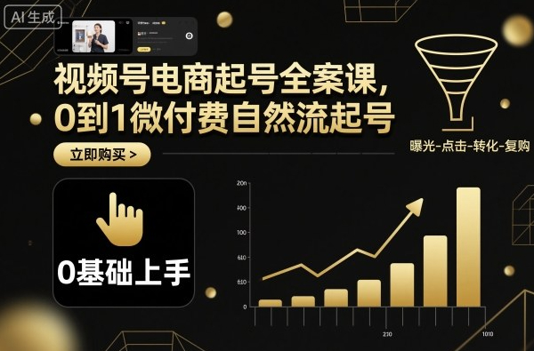 视频号电商起号全案课，0到1微付费自然流起号