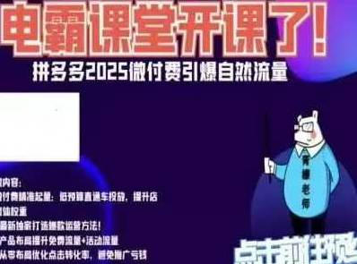 电霸学堂拼多多2025微付赛引爆自然流量，拼多多电商运营教程，运营、推广、打爆品、微付费