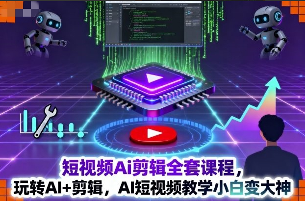 短视频Ai剪辑全套课程,玩转AI+剪辑,AI短视频教学小白变大神
