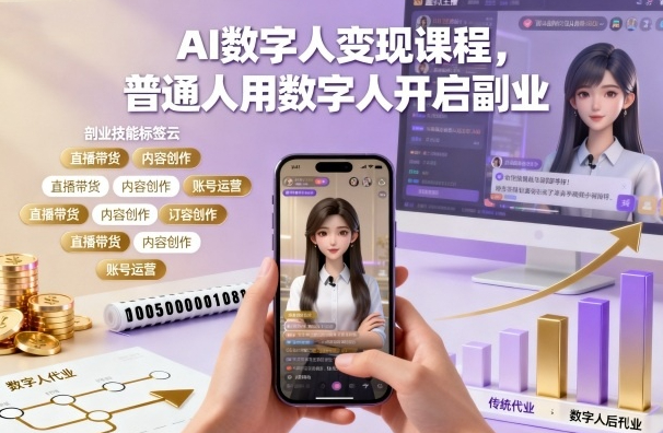 AI数字人变现课程,普通人用数字人开启副业