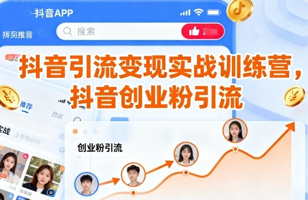 抖音引流变现实战训练营，抖音创业粉引流
