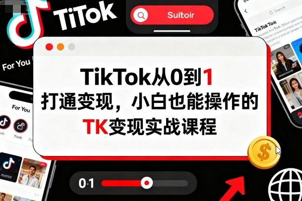 TikTok从0到1打通变现，小白也能操作的TK变现实战课程