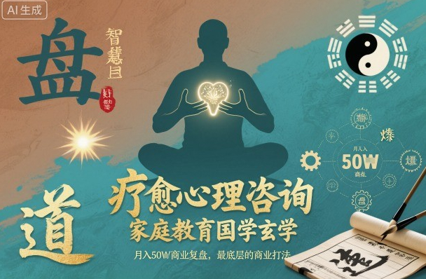 疗愈心理咨询，家庭教育国学玄学，月入50个商业复盘，最底层的商业打法