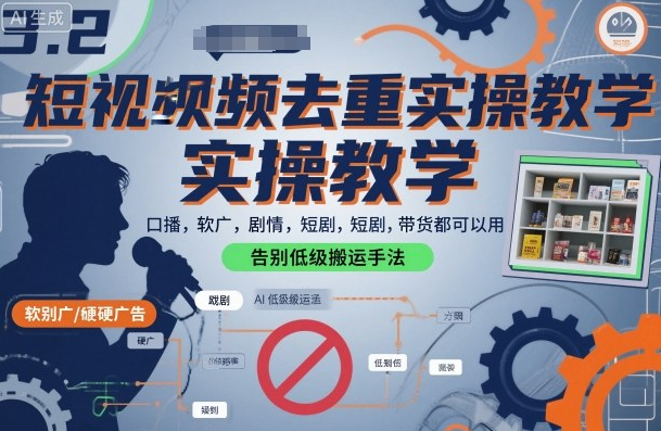 短视频去重实操教学，口播-软广-硬广-剧情-短剧-带货都可以用，告别低级搬运手法