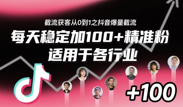 截流获客从0到1之抖音爆量截流，每天稳定加100+精准粉，适用于各行业