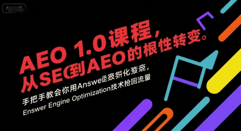 大卫AEO 1.0 课程，从SEO到AE0的基命性转变，手把手教会你用AnswerEngineOptimization技术抢回流量