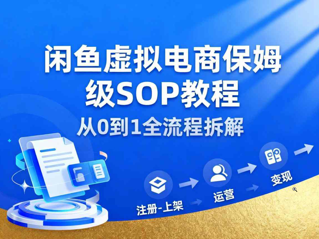 闲鱼虚拟电商，月入轻松过1W，保姆级SOP教程