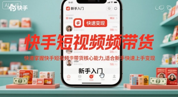 快手短视频带货，快速掌握快手短视频带货核心能力，适合新手快速上手变现