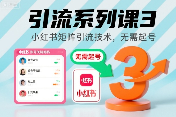 引流系列课3，小红书矩阵引流技术，无需起号