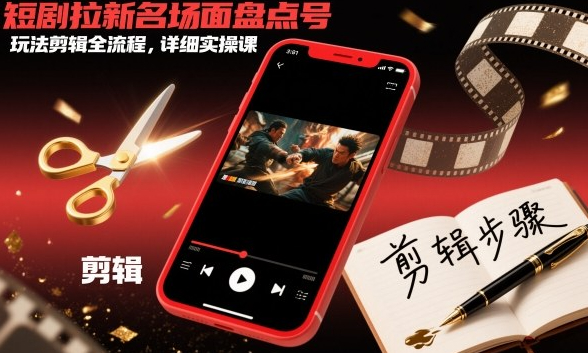短剧拉新名场面盘点号玩法剪辑全流程，详细实操课