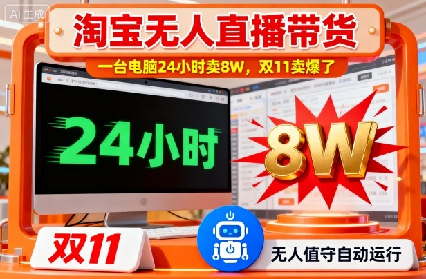 淘宝无人直播带货，一台电脑214小时卖8W，双11卖爆了