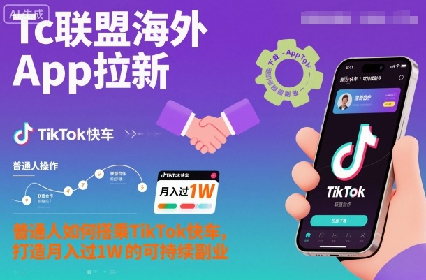 Tc联盟TikTok海外App拉新：TikTok神图拉新玩法教程，打造月入过1W的可持续副业