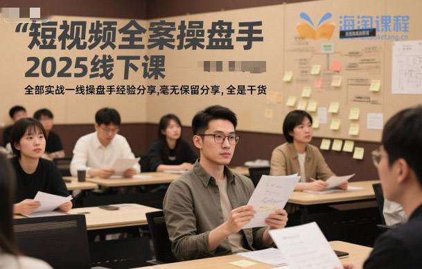 短视频全案操盘手2025线下课，全部实战一线操盘手经验分享，毫无保留分享，全是干货