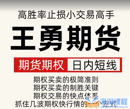 王勇期货期权日内短线培训课程 高胜率 止损小 交易高手
