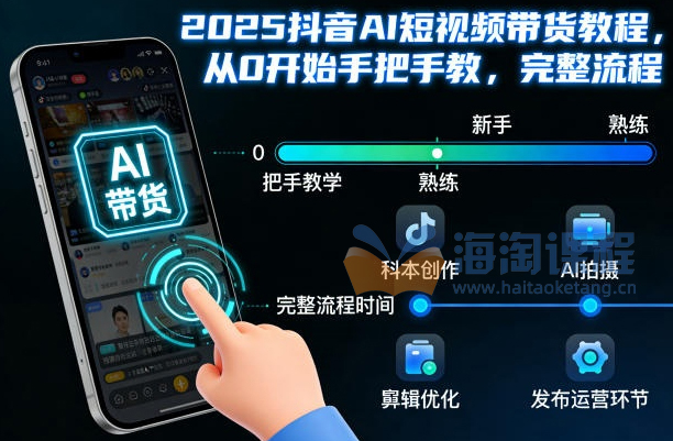 2025抖音AI短视频带货教程，从0开始手把手教，完整流程