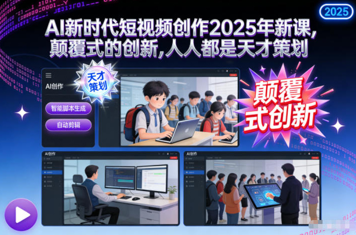 AI新时代短视频创作2025年新课，?颠覆式的创新，人人都是天才策划