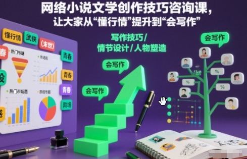 网络小说文学创作技巧咨询课，让大家从“懂行情”提升到”会写作”的高度