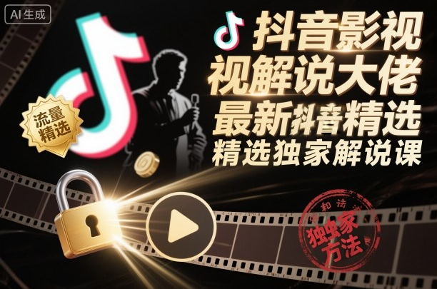 抖音影视解说大佬最新抖音进精选和独家方法，精选独家解说课
