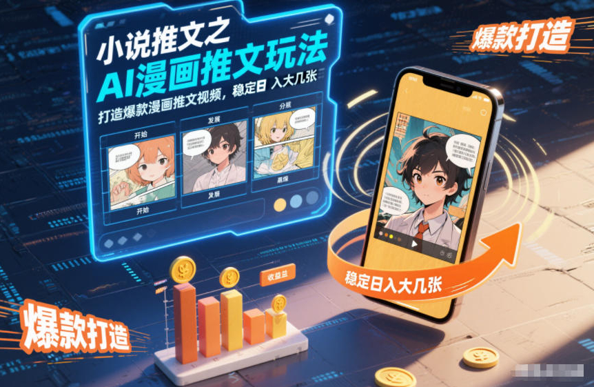 小说推文之AI漫画推文玩法，打造爆款漫画推文视频，稳定日入大几张