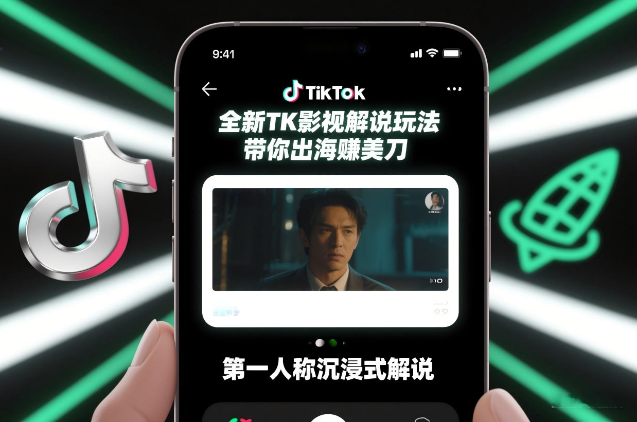 TikTok第一人称影视解说教学，全新TK影视解说玩法，带你出海賺美刀