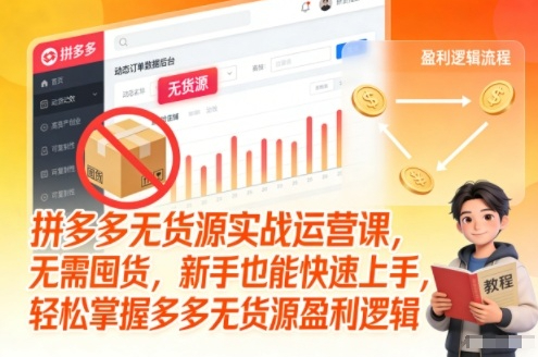 子枫老师·拼多多无货源实战运营课，无需囤货，新手也能快速上手，轻松掌握多多无货源盈利逻辑
