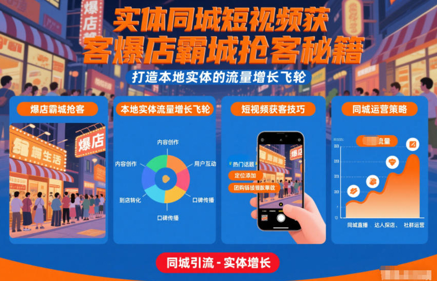 实体同城短视频获客爆店霸城抢客秘籍，打造本地实体的流量增长飞轮