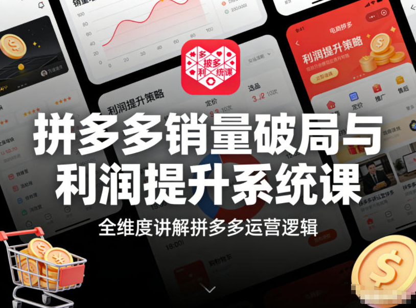 拼多多销量破局与利润提升系统课，全维度讲解拼多多运营逻辑