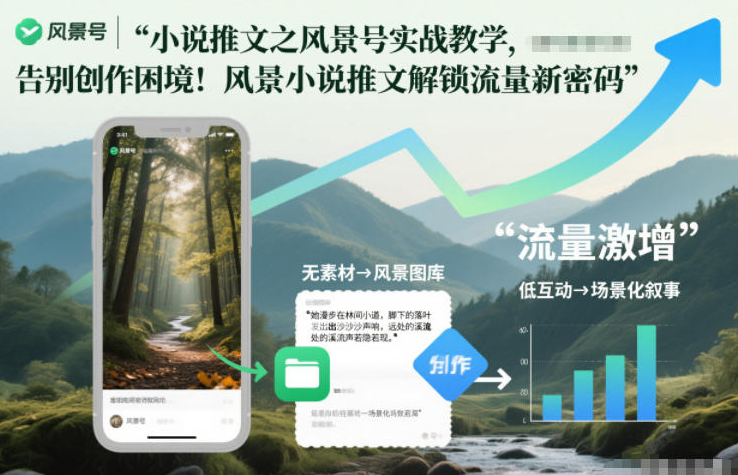 小说推文之风景号实战教学，告别创作困境！风景小说推文解锁流量新密码