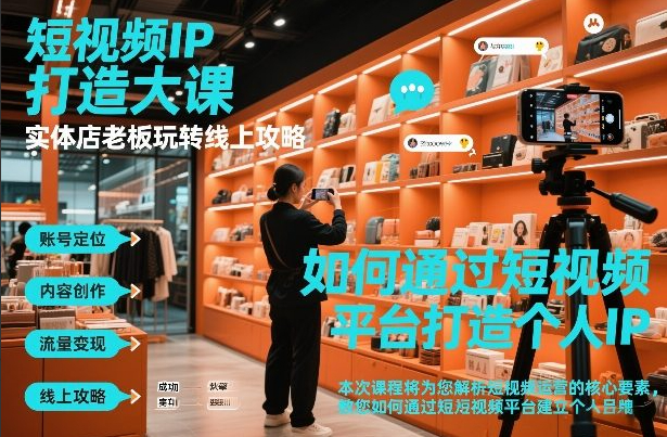 短视频ip打造大课，实体店老板玩转线上攻略