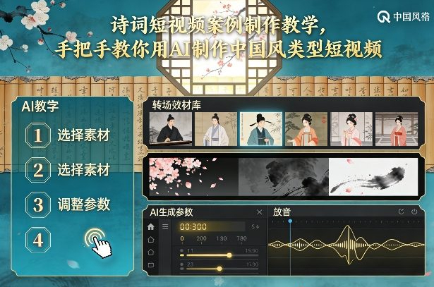 古诗词短视频案例制作教学，手把手教你用AI制作中国风类型短视频