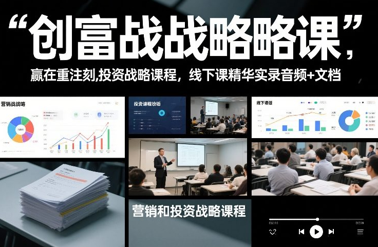 创富战略课，赢在重注时刻，营销和投资战略课程，线下课精华实录音频+文档