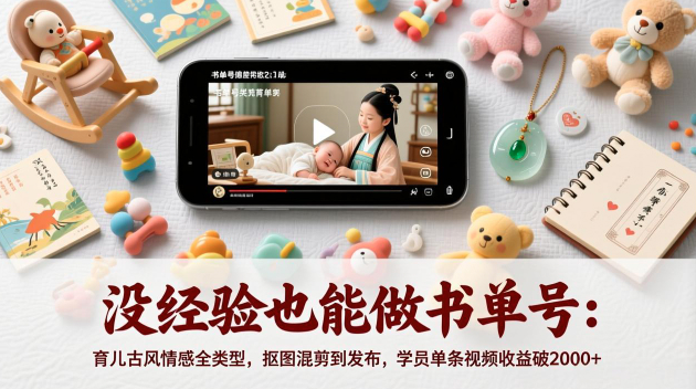 没经验也能做书单号，零基础学习书单剪辑，育儿古风情感全类型，抠图混剪到发布