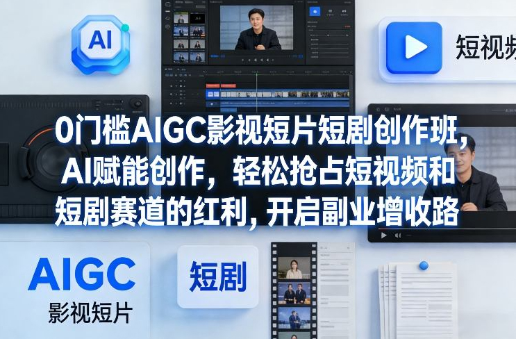 0门槛AIGC影视短片短剧创作班，AI赋能创作，轻松抢占短视频和短剧赛道的红利