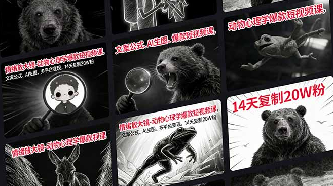 情绪放大镜-动物心理学爆款短视频课，文案公式、AI生图、多平台变现