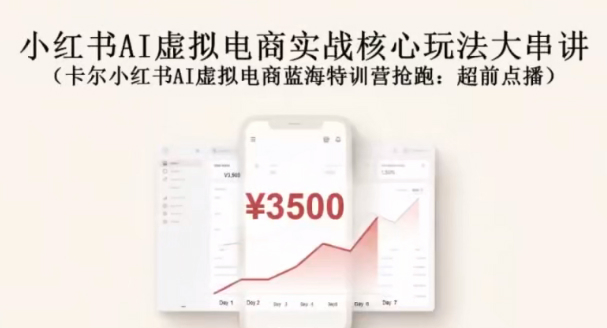 卡尔小红书蓝海电商训练营，小红书AI虚拟电商实战核心玩法大串讲